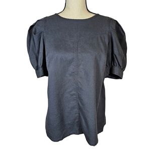 Universal Thread Puff Sleeve Denim Blouse, Black, Small